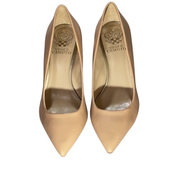 VINCE CAMUTO Thanley Women's Leather Pointed-Toe Heels Pumps Beige Size 8M - Picture 2 of 10